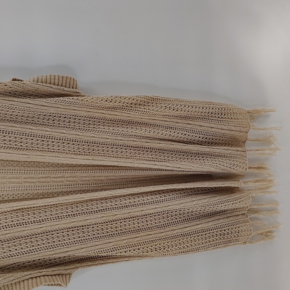 Jodifl Cream Open Cardigan Cover Size Small Crochet With Fringe No Sleeve - Picture 3 of 8